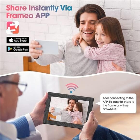 10.1 Inch WiFi Digital Picture Frame Share Photos and Videos, Black - Picture 4 of 7